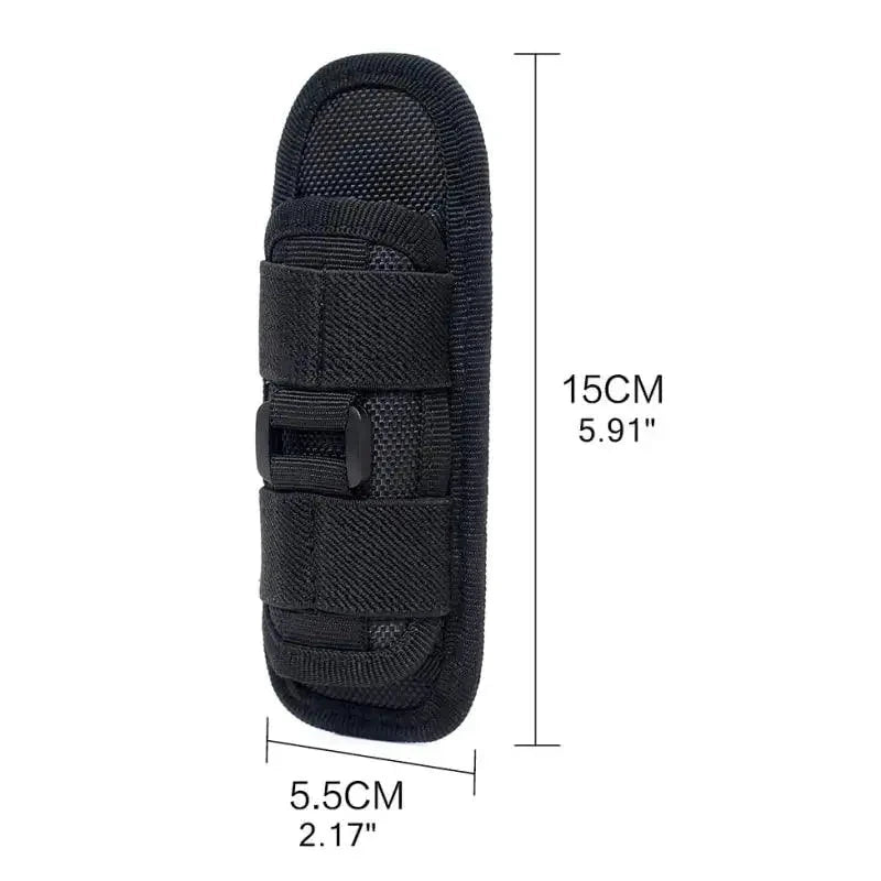 Mandotos Adventure Belt Flashlight Carrier with adjustable straps and durable nylon material for outdoor activities.