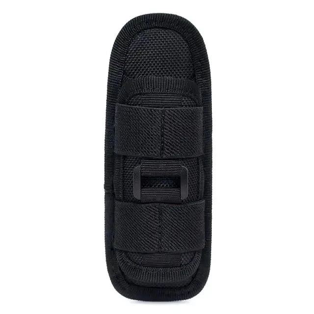 Mandotos Adventure Belt Flashlight Carrier with adjustable strap and durable design for outdoor activities and hands-free illumination.