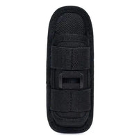 Mandotos Adventure Belt Flashlight Carrier attached to a rugged outdoor belt, designed for secure flashlight storage during activities.