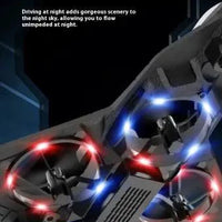 Mandotos Adventure Bubble Flyer RC Plane flying outdoors with colorful design and propeller in motion.