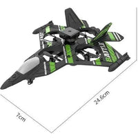 Mandotos Adventure Bubble Flyer RC Plane flying outdoors with colorful design and open sky in the background.