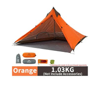 Mandotos Adventure Comfort camping tent set up outdoors, featuring durable fabric, mesh windows, and a spacious interior for camping trips.