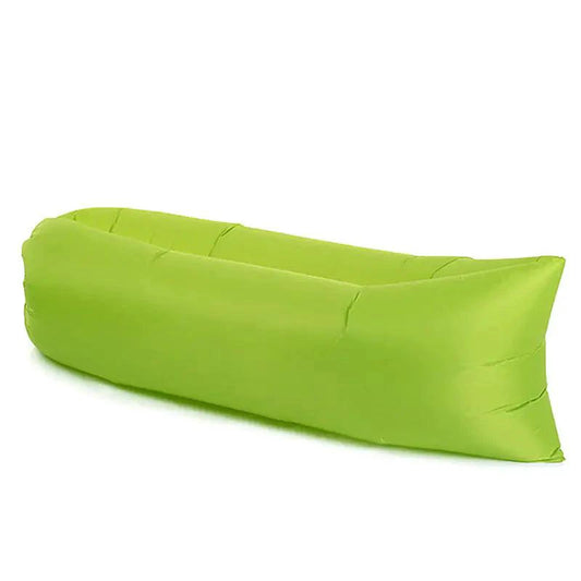 Mandotos AirLounge portable beach seat with adjustable strap and cushioned surface for comfortable outdoor relaxation.