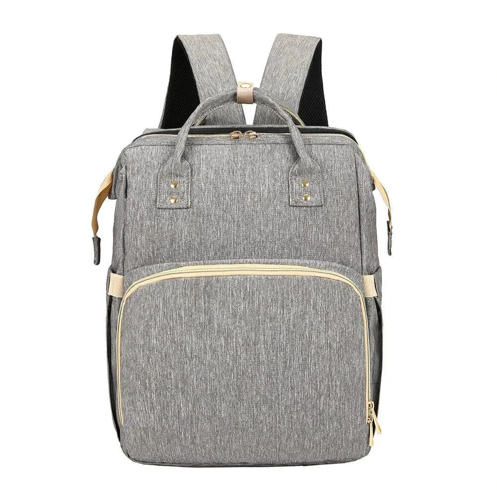 Mandotos all-in-one stroller diaper backpack with multiple compartments and adjustable straps, designed for parents on the go.
