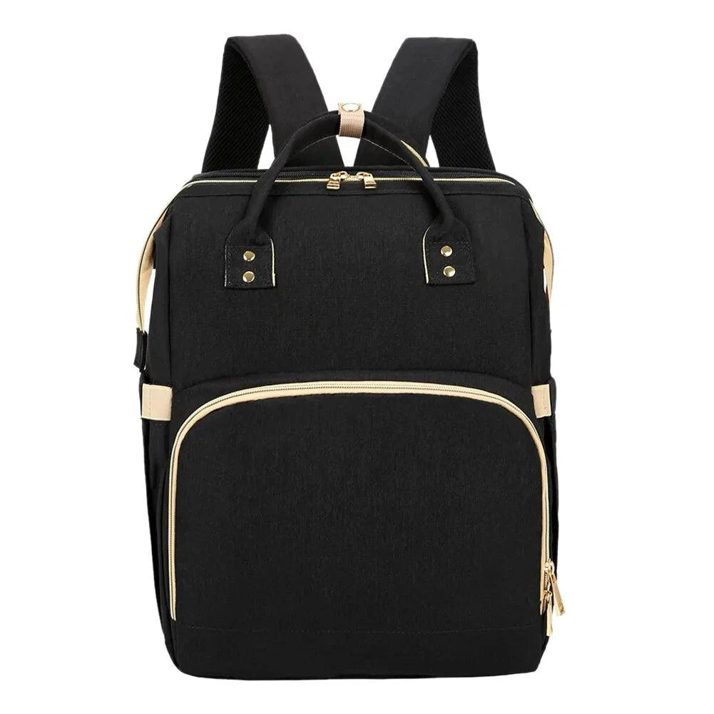 Mandotos all-in-one stroller diaper backpack with multiple compartments, adjustable straps, and practical design for parents on the go.