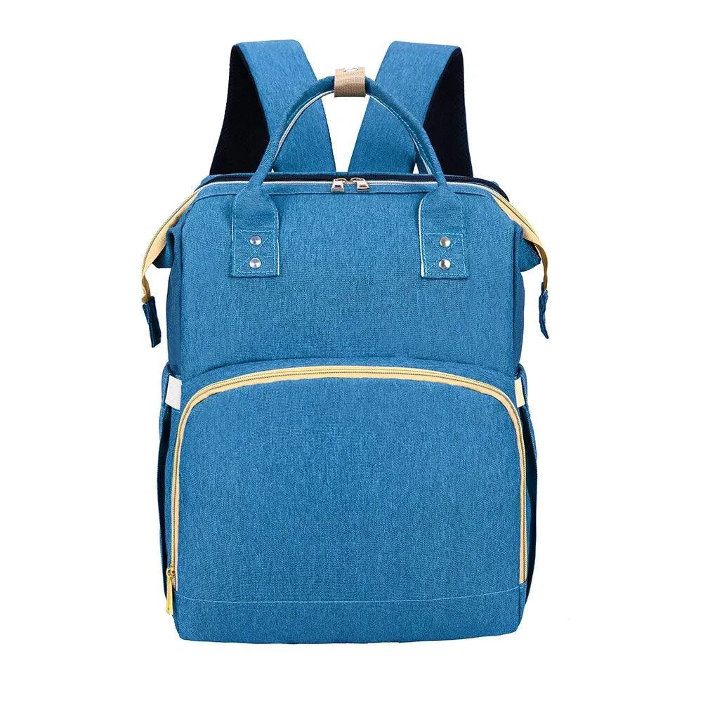 Mandotos All-in-One Stroller Diaper Backpack with multiple compartments and adjustable straps for convenient parenting on the go.