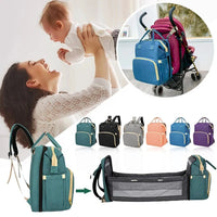 Mandotos all-in-one stroller diaper backpack with multiple compartments and adjustable straps, designed for parents on the go.