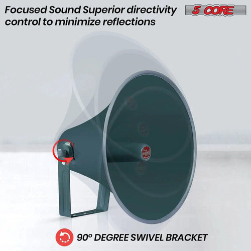 Mandotos all-weather 16-inch PA speaker horn with durable construction and high-output sound for outdoor events and public address systems.