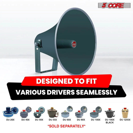 Mandotos 16-inch all-weather PA speaker horn with rugged design, ideal for outdoor public address and sound reinforcement.