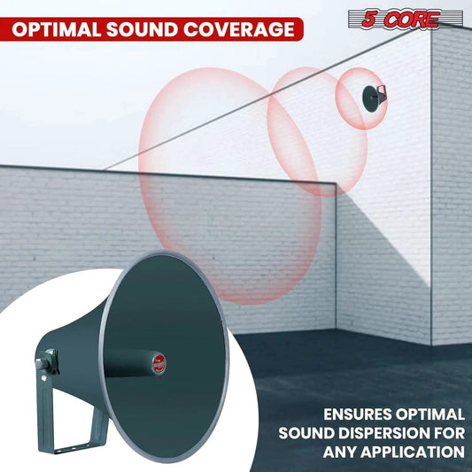 Mandotos all-weather 16-inch PA speaker horn, outdoor professional sound equipment with durable weather-resistant design.