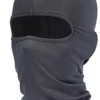 Mandotos Alpine full face cover in black, designed for outdoor protection, showing the full face coverage and adjustable straps.