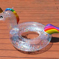 Mandotos Aqua Leisure pool ring float in bright blue with white accents, perfect for lounging in the pool.