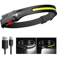 Mandotos AutoBright LED headlamp with adjustable strap, bright white light, and durable design for outdoor activities and nighttime use.