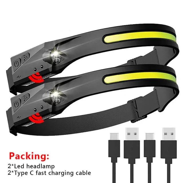 Mandotos AutoBright LED Headlamp with adjustable straps and bright illumination, ideal for outdoor activities and nighttime use.