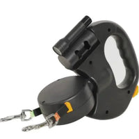 MANDOTOS AutoExtend towing rope with built-in light, durable black nylon strap for vehicle recovery and towing.