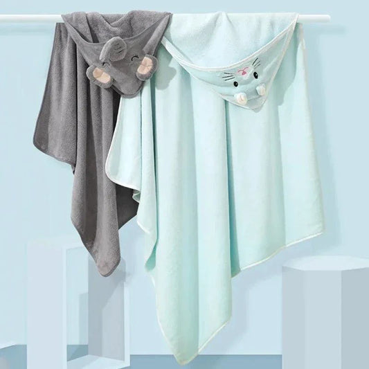 Baby Hooded Bath Towels Cartoon Animal Newborn Soft Towel Blanket Toddler Bathrobe Warm Sleeping Swaddle Wrap for Boys Girls - MANDOTOS