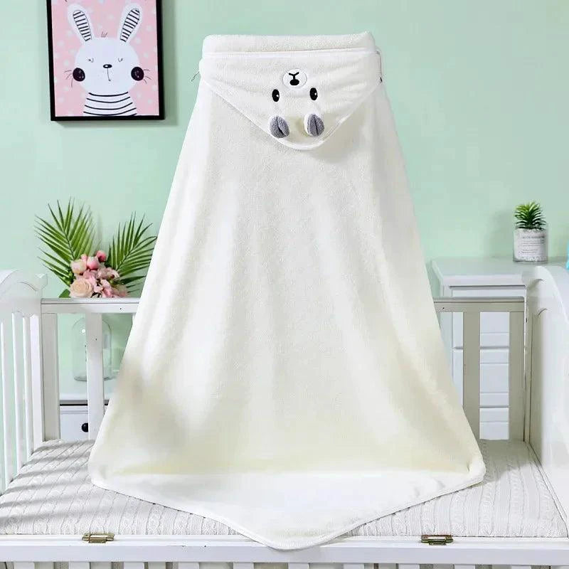 Baby Hooded Bath Towels Cartoon Animal Newborn Soft Towel Blanket Toddler Bathrobe Warm Sleeping Swaddle Wrap for Boys Girls - MANDOTOS