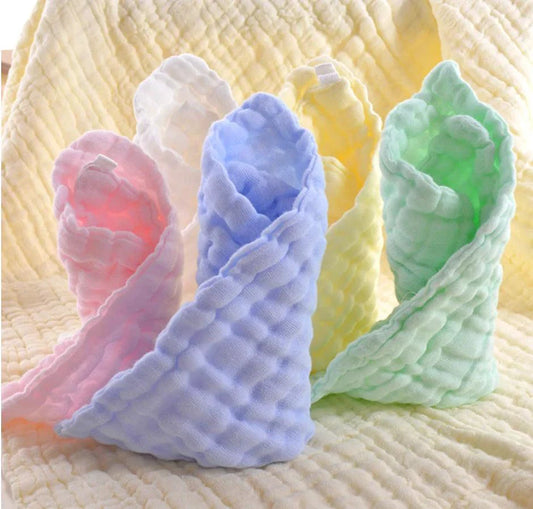 Baby Washcloths - Natural Cotton Baby Wipes - Soft Newborn Face Towel and Washcloth for Sensitive Skin, Registry as Shower, 5 P - MANDOTOS