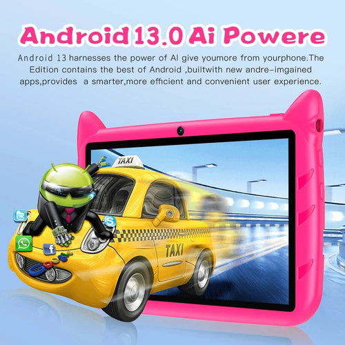 BDF 7 Inch Kid Tablet Android 13, 4GB RAM 64GB ROM,1TB Expand,5G WiFi,4000MAH Battery,Dual Camera, Children's Gift Kids Software - MANDOTOS