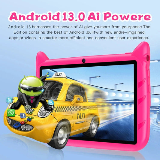 BDF 7 Inch Kid Tablet Android 13, 4GB RAM 64GB ROM,1TB Expand,5G WiFi,4000MAH Battery,Dual Camera, Children's Gift Kids Software - MANDOTOS