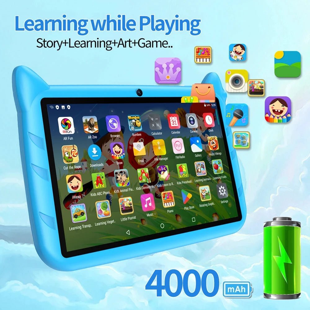 BDF 7 Inch Kid Tablet Android 13, 4GB RAM 64GB ROM,1TB Expand,5G WiFi,4000MAH Battery,Dual Camera, Children's Gift Kids Software - MANDOTOS