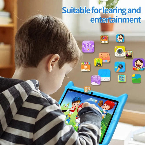 BDF 7 Inch Kid Tablet Android 13, 4GB RAM 64GB ROM,1TB Expand,5G WiFi,4000MAH Battery,Dual Camera, Children's Gift Kids Software - MANDOTOS