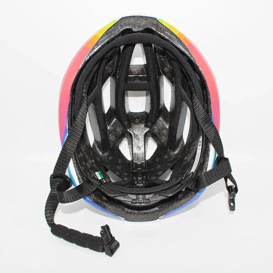 Mandotos men's road race bicycle helmet with reflective surface, lightweight design, and aerodynamic shape for cycling safety and performance.