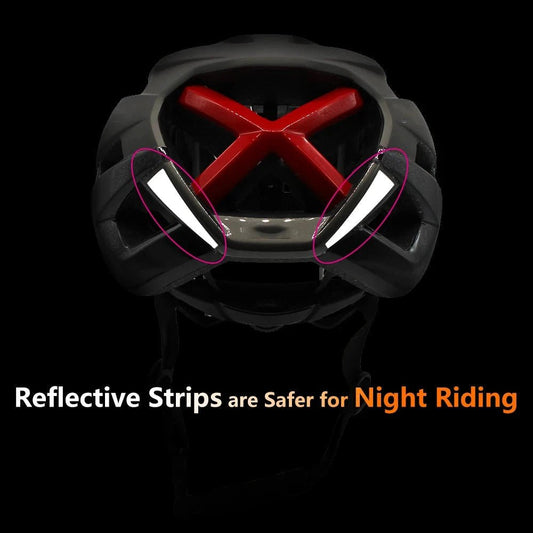 Mandotos men's road race bicycle helmet with reflective surface, designed for cycling, cyclocross, and time-trial racing safety.