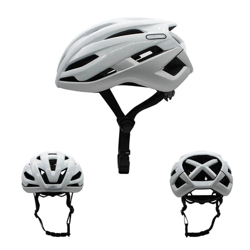 Mandotos men's reflective road bike helmet with aerodynamic design, safety features, and ventilation for cycling and racing.