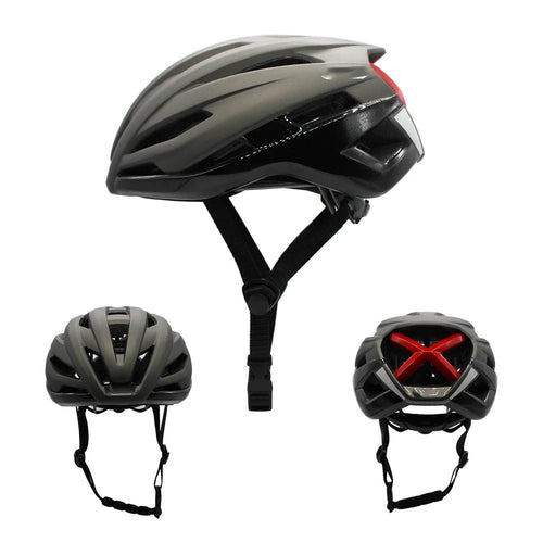 Mandotos men's reflective road bike helmet with aerodynamic design, ventilation, and safety features for cycling and racing.