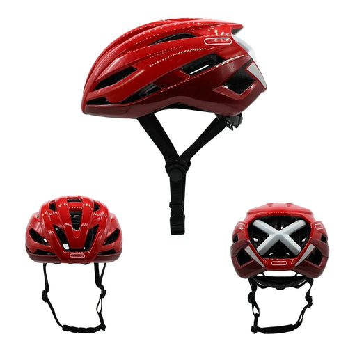 Mandotos men's road racing bicycle helmet with reflective safety features, designed for cyclocross and time-trial cycling.