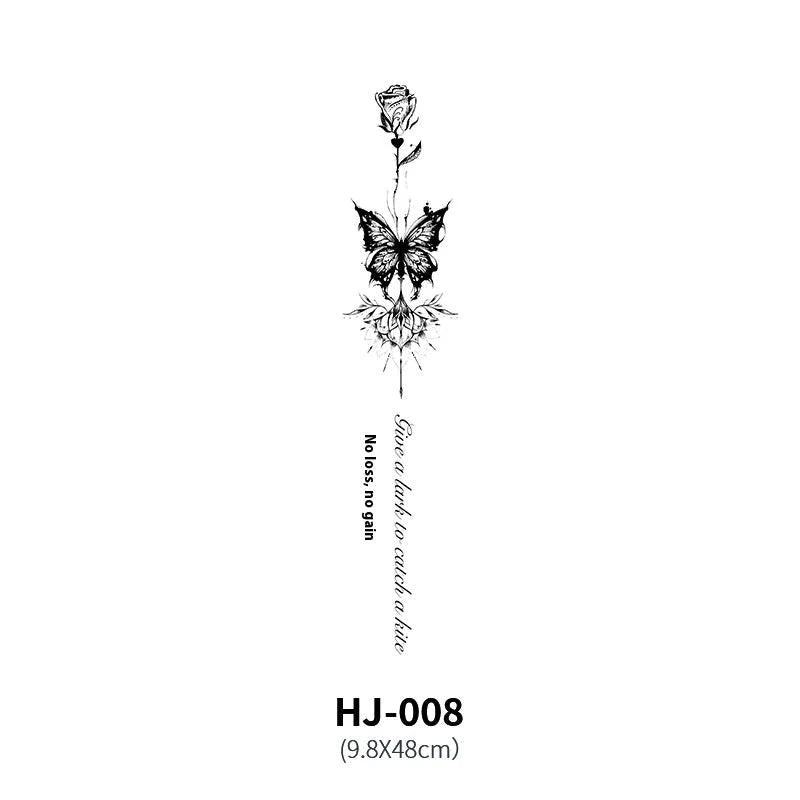 Mandotos botanical spine tattoo decal featuring intricate floral and leafy design for body art or temporary tattoo.