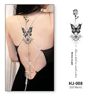 Mandotos botanical spine tattoo decal featuring floral and leaf design for body art or temporary tattoo decoration.