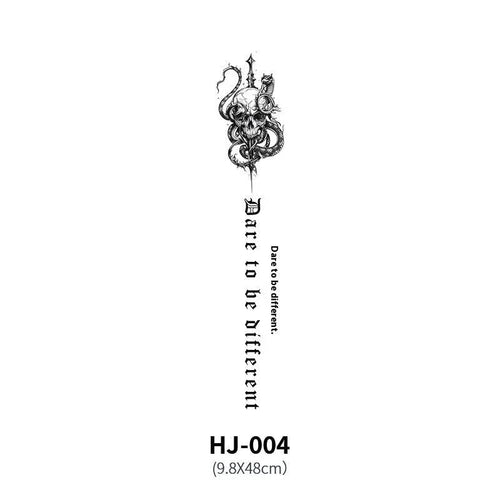 Mandotos botanical spine tattoo decal featuring intricate floral and leaf design for body art or temporary tattoo application.