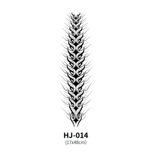 Botanical spine tattoo decal by MANDOTOS featuring detailed floral and plant designs for body art or temporary tattoo use.
