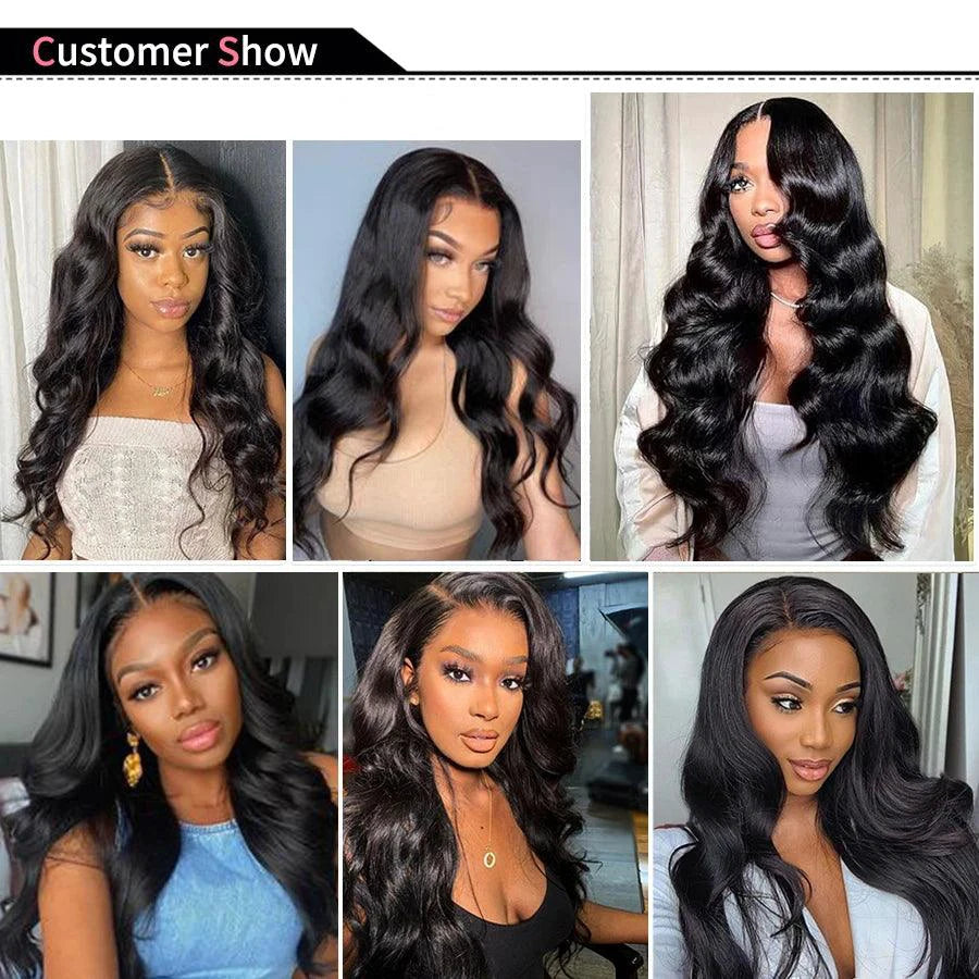 Mandotos Brazilian Body Wave Hair Bundles, 3-piece set of 100% human hair extensions with natural wave texture.