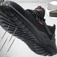 Mandotos breathable safety shoes with anti-smashing toe protection, ideal for work safety and durable industrial use.