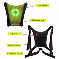 Mandotos BrightRide LED cycling vest with storage, featuring reflective materials and a secure pocket for safe bike rides.