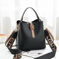 Mandotos Korean style bucket shoulder bag with crossbody strap, fashionable female bag made of durable material.