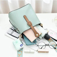 Mandotos Korean style bucket bag with shoulder strap, fashionable cross-border female bag in black leather.