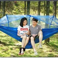Mandotos Bug-Free Camp Hammock designed for outdoor relaxation, featuring mosquito protection for two people.