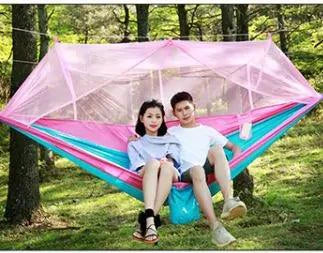 Mandotos bug-free camp hammock for two with mosquito protection, perfect for outdoor relaxation and serene camping experiences.
