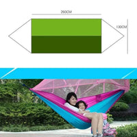 Mandotos bug-free camp hammock made of durable 210T nylon fabric, designed for insect-free outdoor relaxation.