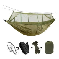 Mandotos Bug-Free Camp Hammock made of durable 210T nylon fabric with insect-proof mesh for outdoor relaxation.