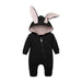 Mandotos Bunny Ear Baby Onesie featuring adorable bunny ear hood and soft fabric for comfortable baby wear.