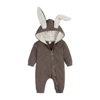 Mandotos Bunny Ear Baby Onesies featuring adorable bunny ear hood and soft fabric, perfect for little ones.