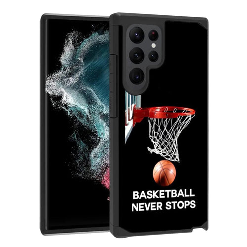 BWOOLL Hybrid Armor Case For Samsung Galaxy S23 Ultra Basketball Design Dual Layer Shockproof - MANDOTOS