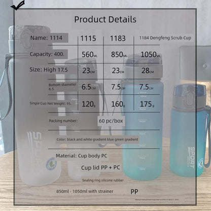 Casino Frosted Sports Water Bottle Plastic Portable Bottle With Lid For Men And Women - MANDOTOS
