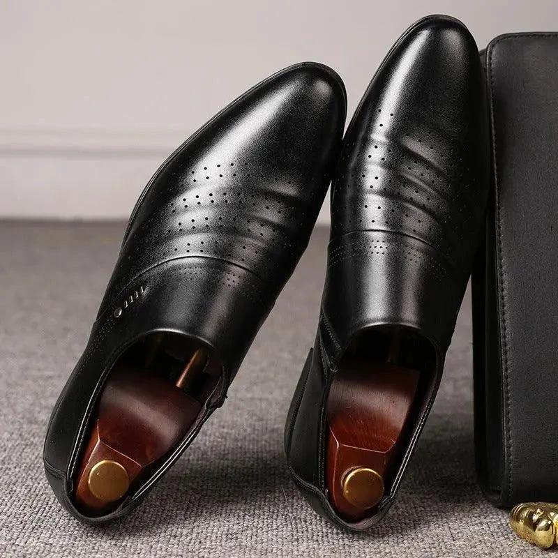 Casual pointed toe shoes men leather shoes men - MANDOTOS