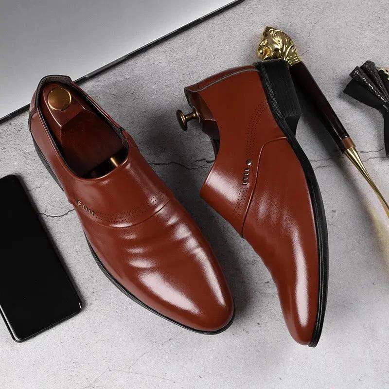 Casual pointed toe shoes men leather shoes men - MANDOTOS